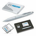 3 Piece Gift Set - Slim Business Card Case/ 2-in-1 Stylus Ball Point Pen/ Key Holder